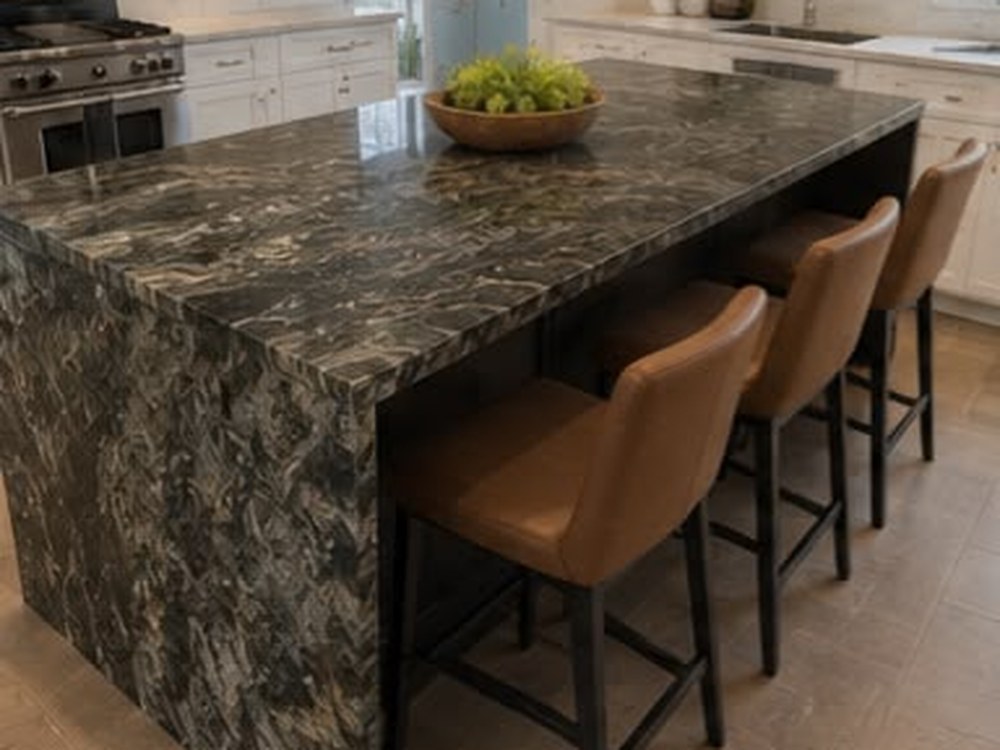 Kitchen Island after the Babri Stone installation