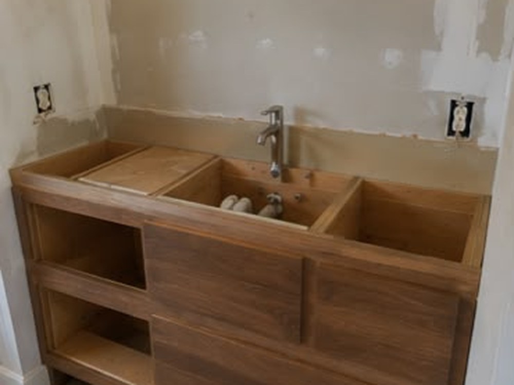 Bathroom Vanity before the Babri Stone installation